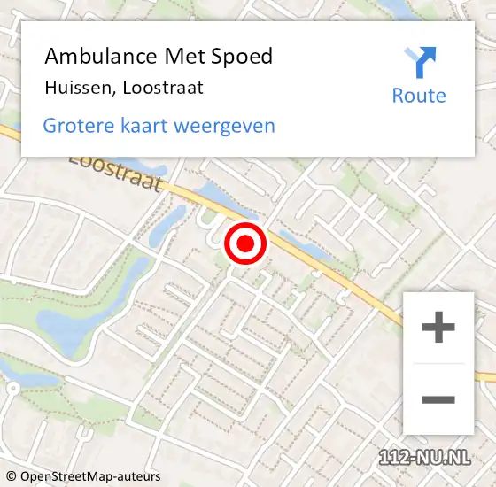 Locatie op kaart van de 112 melding: Ambulance Met Spoed Naar Huissen, Loostraat op 20 december 2022 17:10