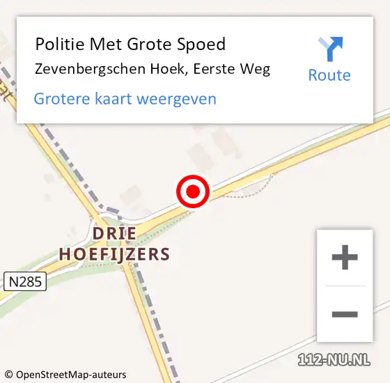 Locatie op kaart van de 112 melding: Politie Met Grote Spoed Naar Zevenbergschen Hoek, Eerste Weg op 20 december 2022 17:11