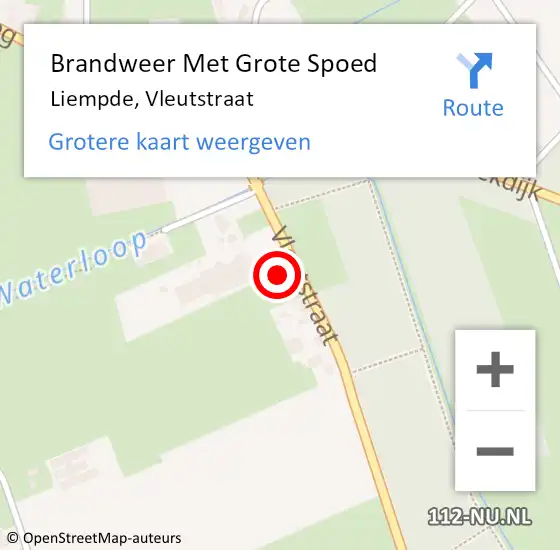 Locatie op kaart van de 112 melding: Brandweer Met Grote Spoed Naar Liempde, Vleutstraat op 20 december 2022 17:11