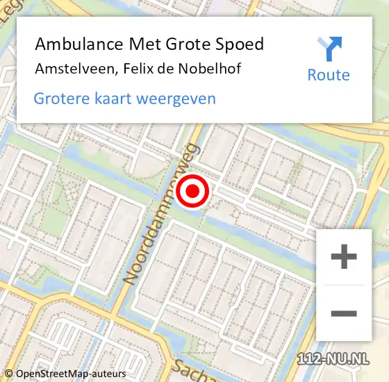 Locatie op kaart van de 112 melding: Ambulance Met Grote Spoed Naar Amstelveen, Felix de Nobelhof op 20 december 2022 17:13