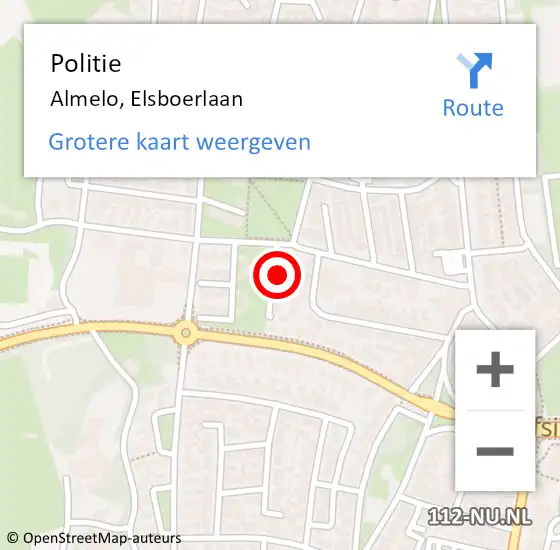 Locatie op kaart van de 112 melding: Politie Almelo, Elsboerlaan op 20 december 2022 17:19