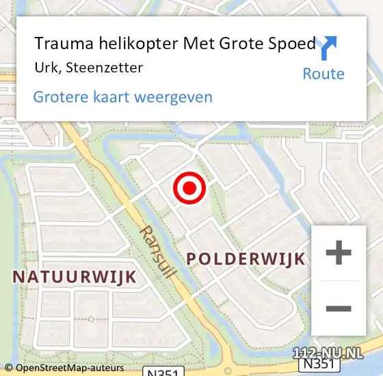 Locatie op kaart van de 112 melding: Trauma helikopter Met Grote Spoed Naar Urk, Steenzetter op 20 december 2022 17:19