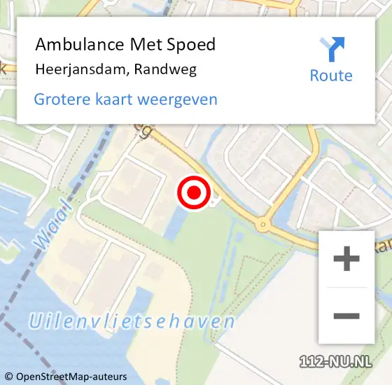 Locatie op kaart van de 112 melding: Ambulance Met Spoed Naar Heerjansdam, Randweg op 20 december 2022 17:23