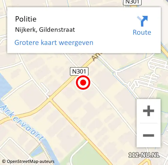 Locatie op kaart van de 112 melding: Politie Nijkerk, Gildenstraat op 20 december 2022 17:35