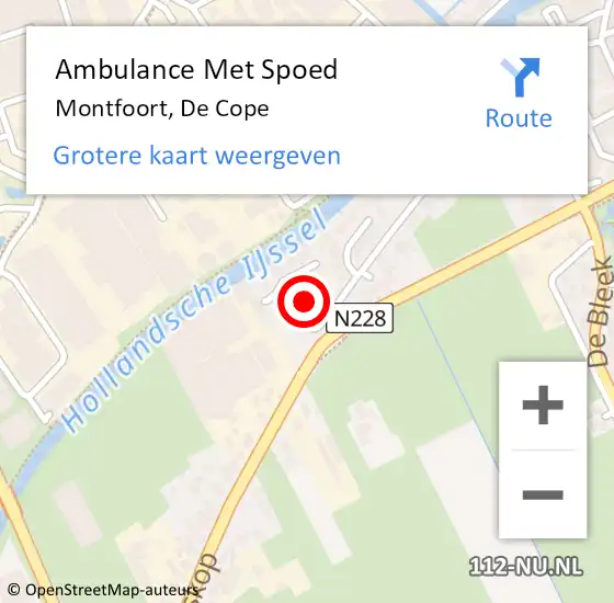 Locatie op kaart van de 112 melding: Ambulance Met Spoed Naar Montfoort, De Cope op 9 augustus 2014 04:57