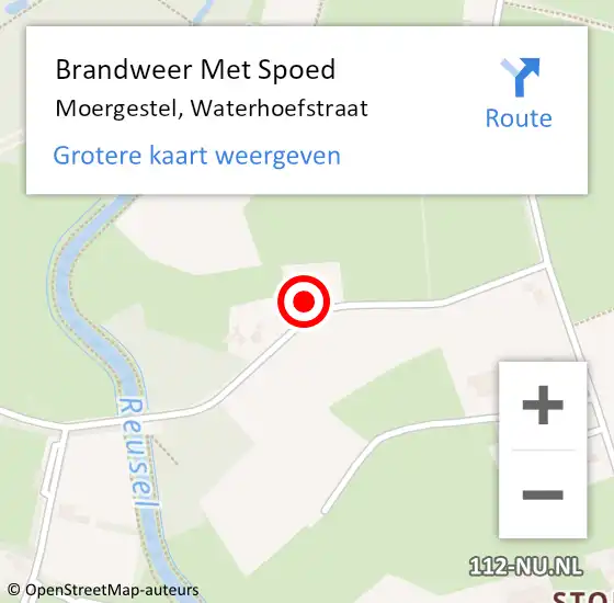 Locatie op kaart van de 112 melding: Brandweer Met Spoed Naar Moergestel, Waterhoefstraat op 20 december 2022 17:39