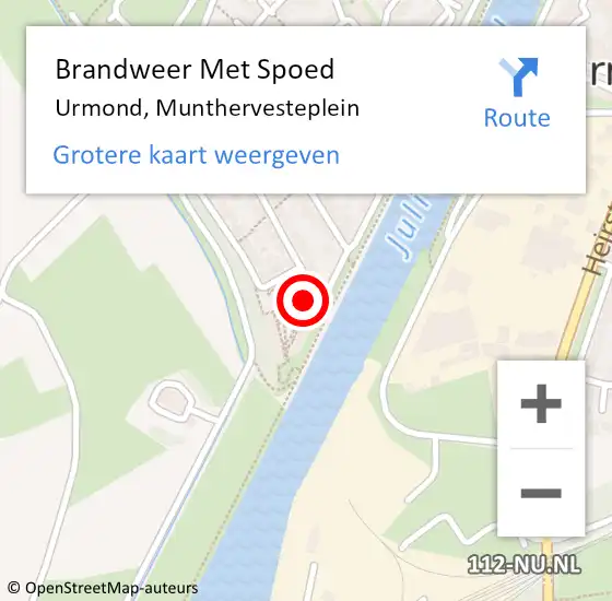 Locatie op kaart van de 112 melding: Brandweer Met Spoed Naar Urmond, Munthervesteplein op 20 december 2022 17:40