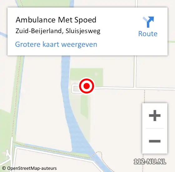 Locatie op kaart van de 112 melding: Ambulance Met Spoed Naar Zuid-Beijerland, Sluisjesweg op 20 december 2022 17:46