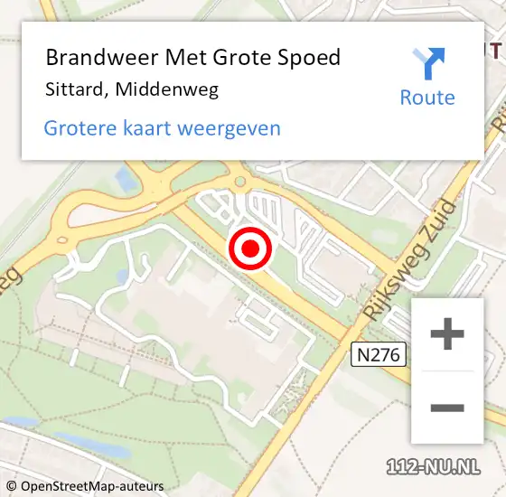 Locatie op kaart van de 112 melding: Brandweer Met Grote Spoed Naar Sittard, Middenweg op 20 december 2022 17:56