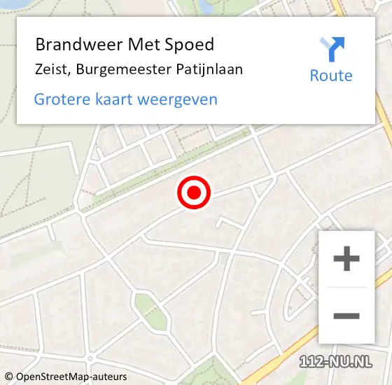 Locatie op kaart van de 112 melding: Brandweer Met Spoed Naar Zeist, Burgemeester Patijnlaan op 20 december 2022 17:58