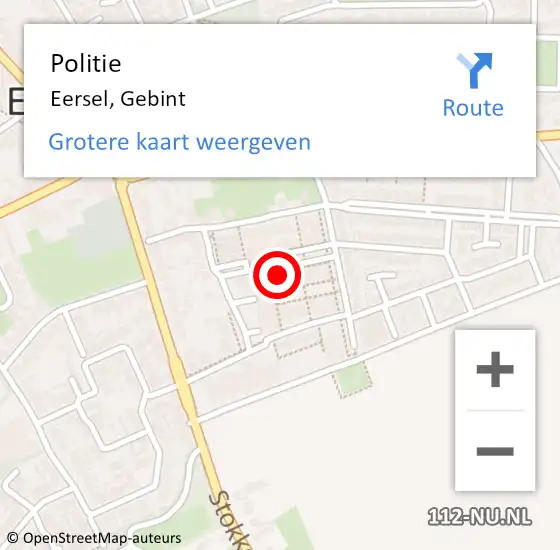 Locatie op kaart van de 112 melding: Politie Eersel, Gebint op 20 december 2022 17:59