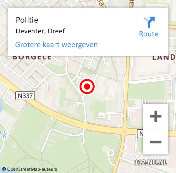 Locatie op kaart van de 112 melding: Politie Deventer, Dreef op 20 december 2022 18:03