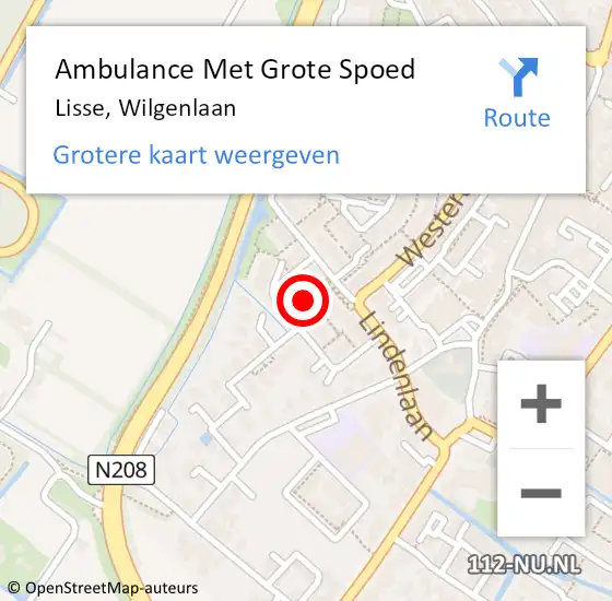 Locatie op kaart van de 112 melding: Ambulance Met Grote Spoed Naar Lisse, Wilgenlaan op 20 december 2022 18:17