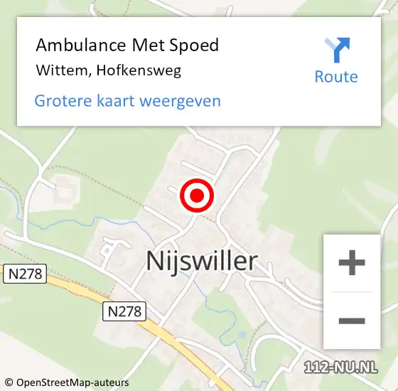 Locatie op kaart van de 112 melding: Ambulance Met Spoed Naar Wittem, Hofkensweg op 9 augustus 2014 05:13