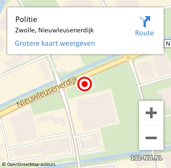 Locatie op kaart van de 112 melding: Politie Zwolle, Nieuwleusenerdijk op 20 december 2022 18:26