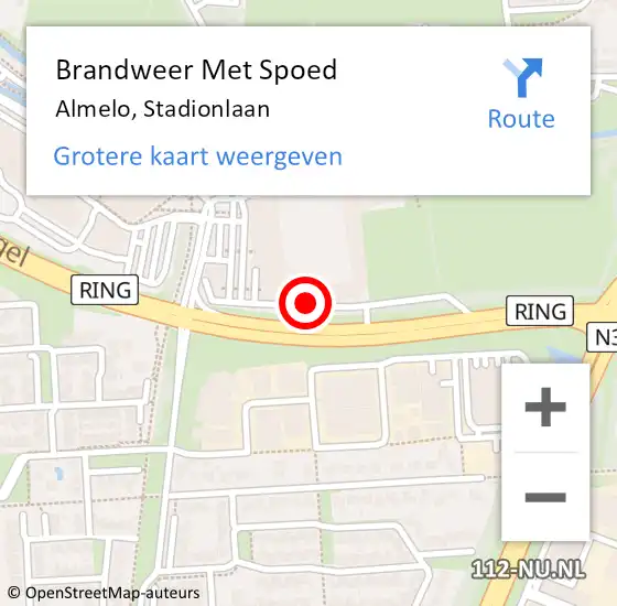 Locatie op kaart van de 112 melding: Brandweer Met Spoed Naar Almelo, Stadionlaan op 20 december 2022 18:37