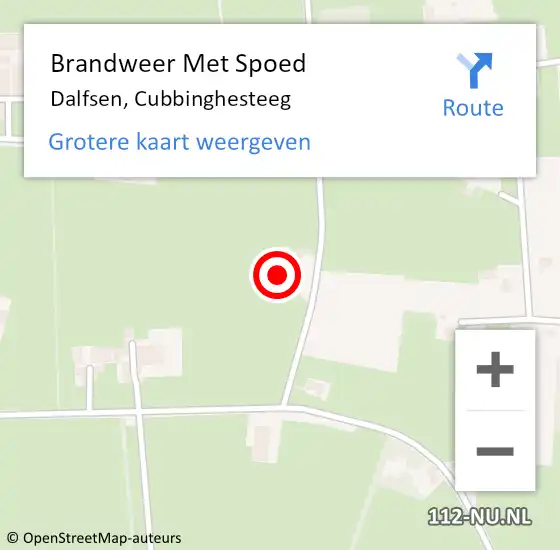 Locatie op kaart van de 112 melding: Brandweer Met Spoed Naar Dalfsen, Cubbinghesteeg op 20 december 2022 19:07