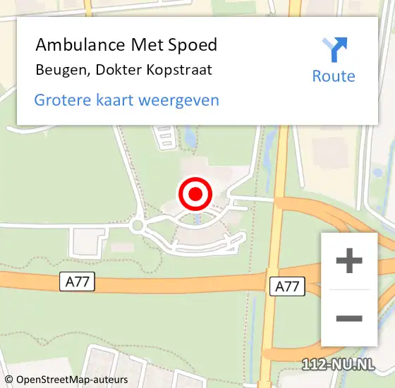 Locatie op kaart van de 112 melding: Ambulance Met Spoed Naar Beugen, Dokter Kopstraat op 20 december 2022 19:14