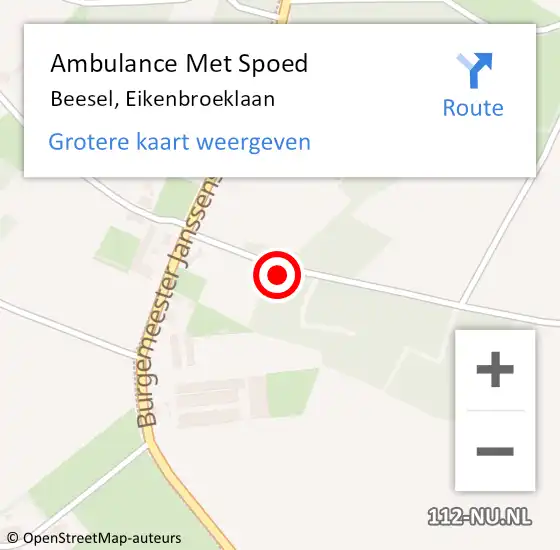 Locatie op kaart van de 112 melding: Ambulance Met Spoed Naar Beesel, Eikenbroeklaan op 20 december 2022 19:15