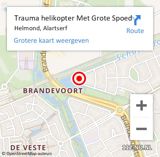 Locatie op kaart van de 112 melding: Trauma helikopter Met Grote Spoed Naar Helmond, Alartserf op 20 december 2022 19:16