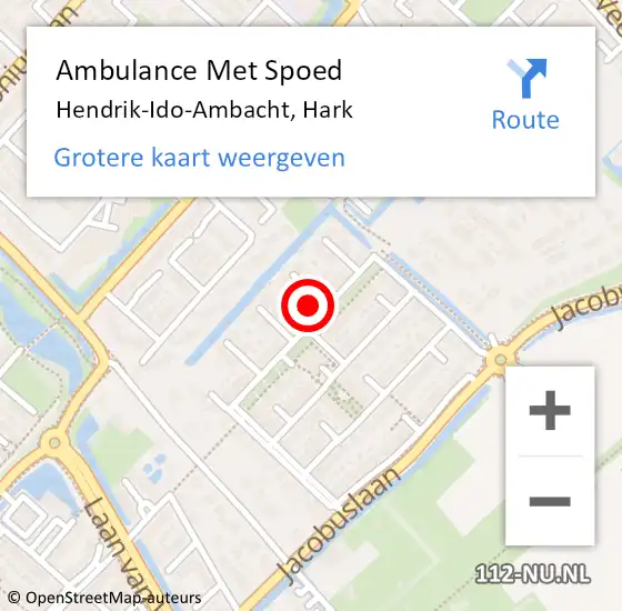 Locatie op kaart van de 112 melding: Ambulance Met Spoed Naar Hendrik-Ido-Ambacht, Hark op 20 december 2022 19:17