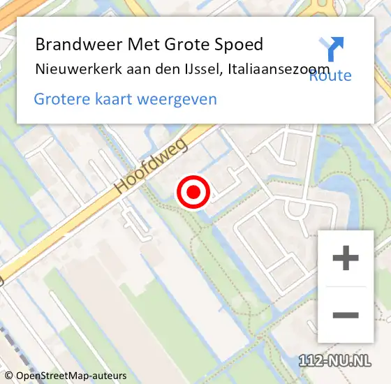 Locatie op kaart van de 112 melding: Brandweer Met Grote Spoed Naar Nieuwerkerk aan den IJssel, Italiaansezoom op 20 december 2022 19:43