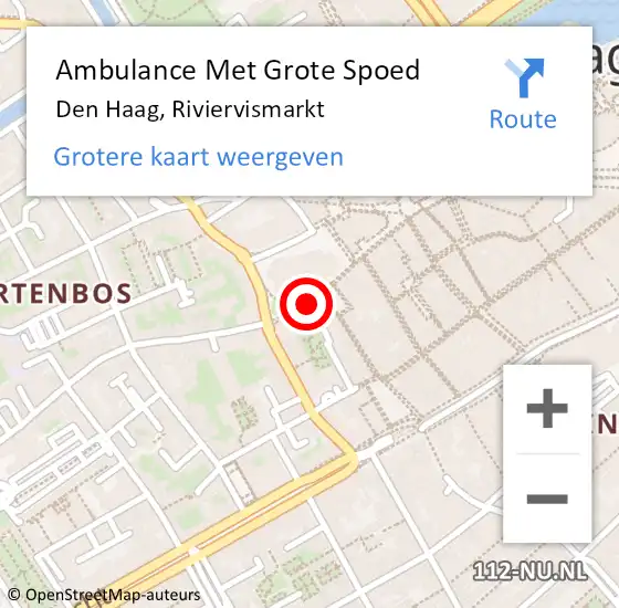 Locatie op kaart van de 112 melding: Ambulance Met Grote Spoed Naar Den Haag, Riviervismarkt op 20 december 2022 20:05