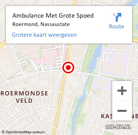 Locatie op kaart van de 112 melding: Ambulance Met Grote Spoed Naar Roermond, Nassaustate op 20 december 2022 20:17