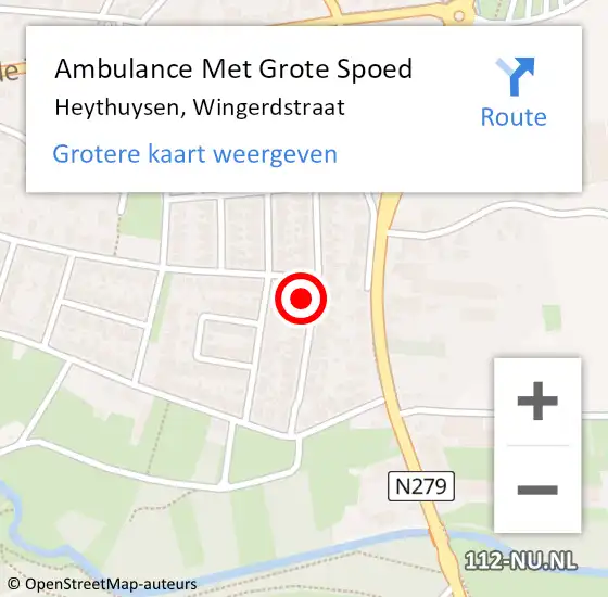 Locatie op kaart van de 112 melding: Ambulance Met Grote Spoed Naar Heythuysen, Wingerdstraat op 20 december 2022 20:37