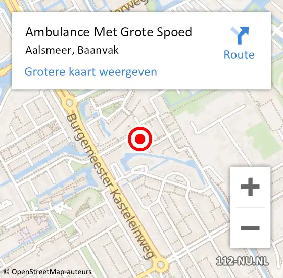 Locatie op kaart van de 112 melding: Ambulance Met Grote Spoed Naar Aalsmeer, Baanvak op 20 december 2022 21:21