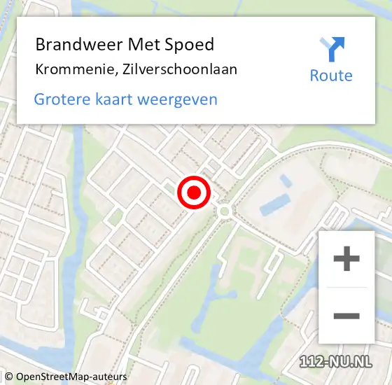 Locatie op kaart van de 112 melding: Brandweer Met Spoed Naar Krommenie, Zilverschoonlaan op 20 december 2022 21:21