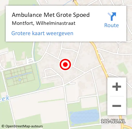 Locatie op kaart van de 112 melding: Ambulance Met Grote Spoed Naar Montfort, Wilhelminastraat op 20 december 2022 21:44