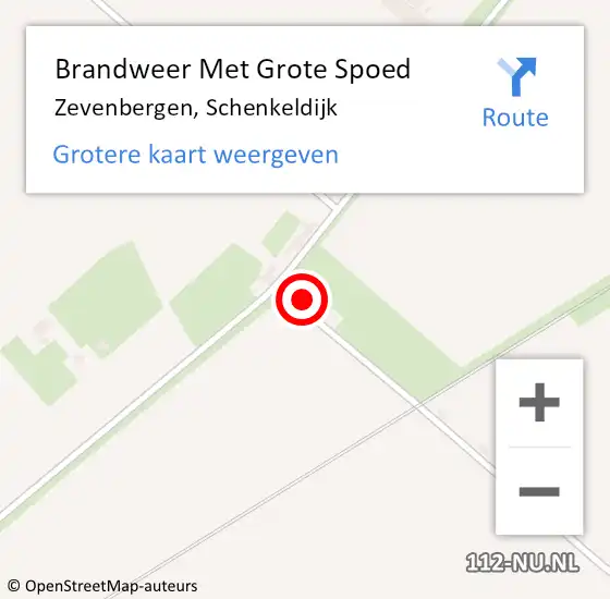 Locatie op kaart van de 112 melding: Brandweer Met Grote Spoed Naar Zevenbergen, Schenkeldijk op 20 december 2022 21:47