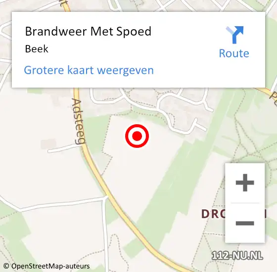 Locatie op kaart van de 112 melding: Brandweer Met Spoed Naar Beek op 20 december 2022 23:06