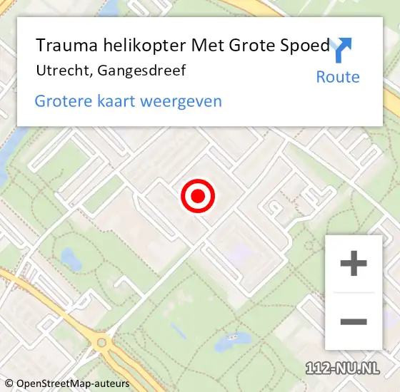 Locatie op kaart van de 112 melding: Trauma helikopter Met Grote Spoed Naar Utrecht, Gangesdreef op 20 december 2022 23:41