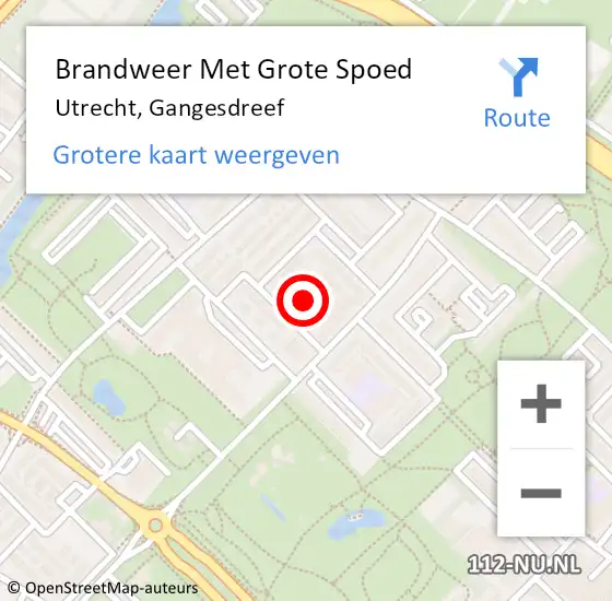 Locatie op kaart van de 112 melding: Brandweer Met Grote Spoed Naar Utrecht, Gangesdreef op 20 december 2022 23:41