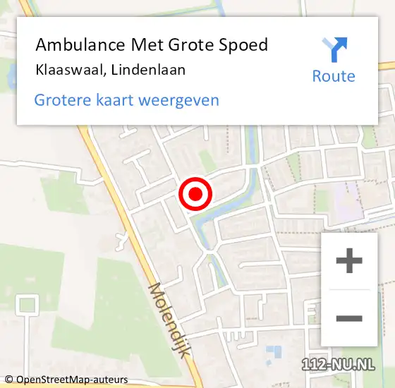 Locatie op kaart van de 112 melding: Ambulance Met Grote Spoed Naar Klaaswaal, Lindenlaan op 20 december 2022 23:44