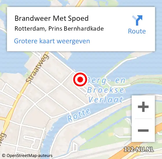 Locatie op kaart van de 112 melding: Brandweer Met Spoed Naar Rotterdam, Prins Bernhardkade op 20 december 2022 23:53