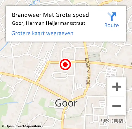 Locatie op kaart van de 112 melding: Brandweer Met Grote Spoed Naar Goor, Herman Heijermansstraat op 21 december 2022 00:13