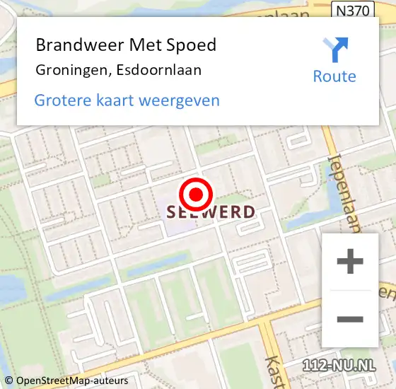 Locatie op kaart van de 112 melding: Brandweer Met Spoed Naar Groningen, Esdoornlaan op 21 december 2022 00:31