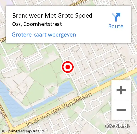 Locatie op kaart van de 112 melding: Brandweer Met Grote Spoed Naar Oss, Coornhertstraat op 21 december 2022 01:24