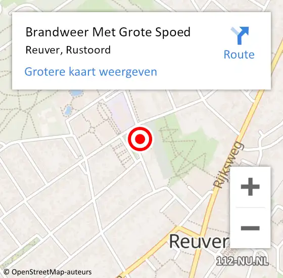 Locatie op kaart van de 112 melding: Brandweer Met Grote Spoed Naar Reuver, Rustoord op 21 december 2022 02:04