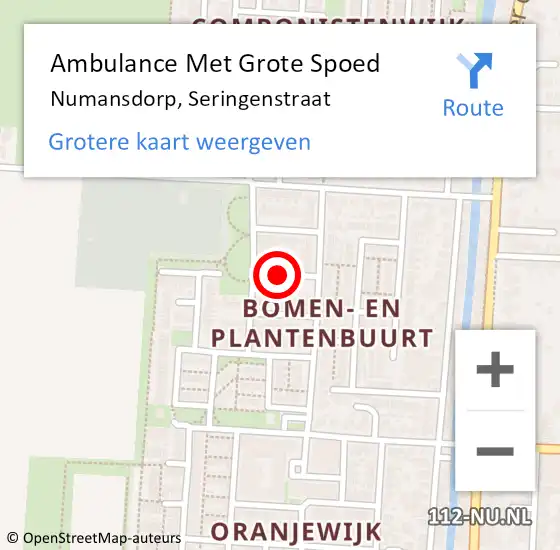 Locatie op kaart van de 112 melding: Ambulance Met Grote Spoed Naar Numansdorp, Seringenstraat op 21 december 2022 02:30