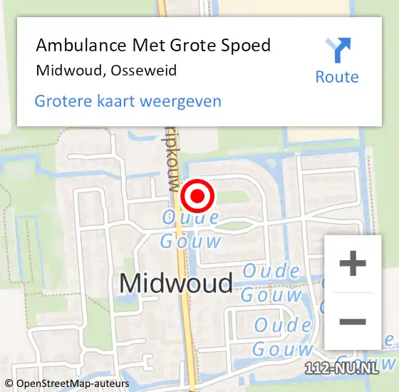 Locatie op kaart van de 112 melding: Ambulance Met Grote Spoed Naar Midwoud, Osseweid op 21 december 2022 02:38