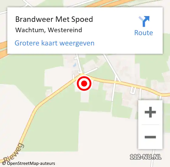 Locatie op kaart van de 112 melding: Brandweer Met Spoed Naar Wachtum, Westereind op 21 december 2022 02:55
