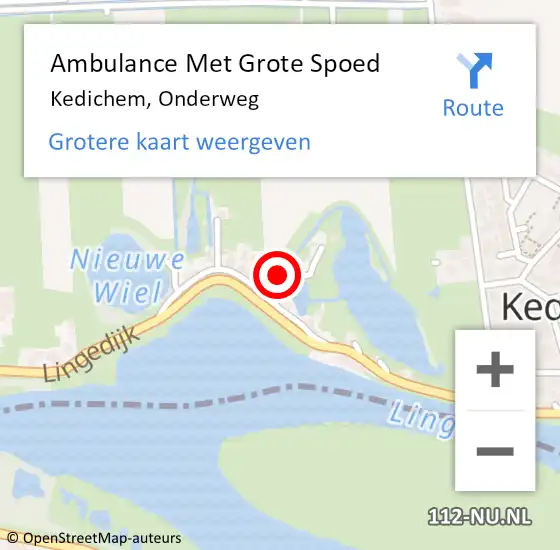 Locatie op kaart van de 112 melding: Ambulance Met Grote Spoed Naar Kedichem, Onderweg op 21 december 2022 03:53