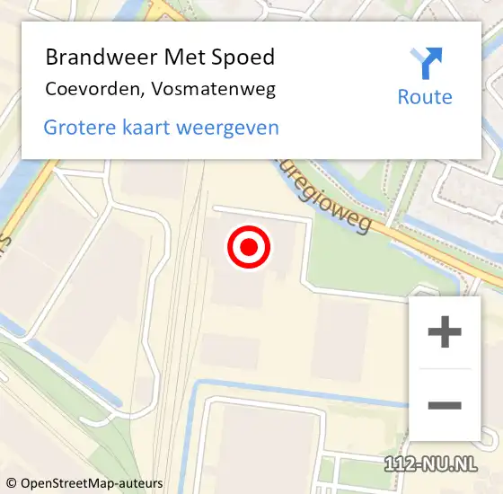 Locatie op kaart van de 112 melding: Brandweer Met Spoed Naar Coevorden, Vosmatenweg op 21 december 2022 04:31