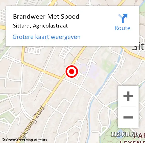 Locatie op kaart van de 112 melding: Brandweer Met Spoed Naar Sittard, Agricolastraat op 21 december 2022 05:08