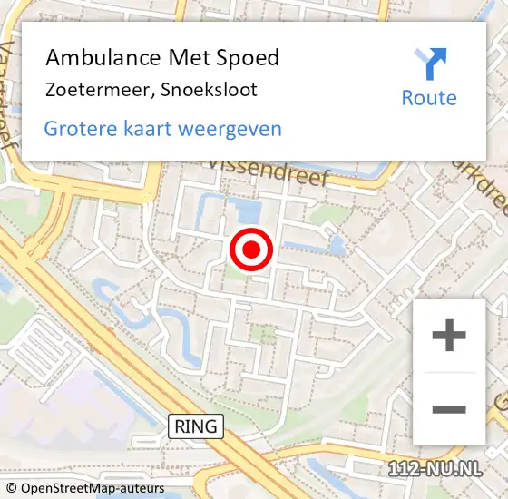 Locatie op kaart van de 112 melding: Ambulance Met Spoed Naar Zoetermeer, Snoeksloot op 21 december 2022 05:13