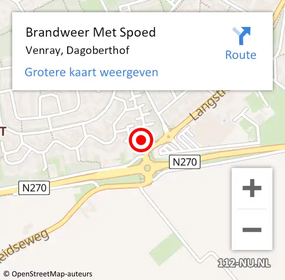 Locatie op kaart van de 112 melding: Brandweer Met Spoed Naar Venray, Dagoberthof op 21 december 2022 05:36